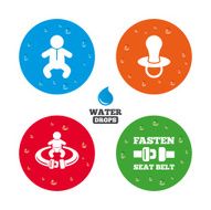 Baby infants icons Fasten seat belt symbols N7