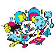 Back to school illustration with hand drawn elements