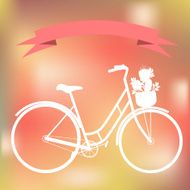 White bicycle on the colorful blured background
