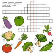 Vector crossword game for children about vegetables N2