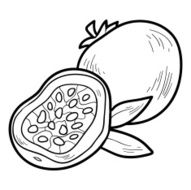 Coloring book fruits and vegetables (passion fruit)