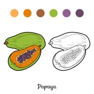Coloring book fruits and vegetables (papaya) N2