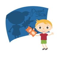 Illustration small kids with hand puppet toy Vector N7