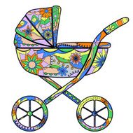 Colorful baby carriage