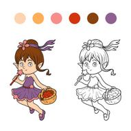 Coloring book (little fairy with a basket of fruit) N3