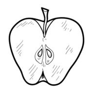 Coloring book fruits and vegetables (apple) N3