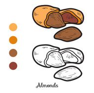 Coloring book fruits and vegetables (almonds)