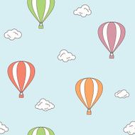 Hot air balloons seamless background