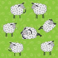 cartoon sheeps seamless vector pattern