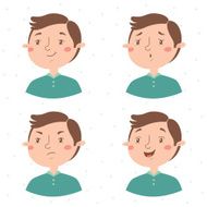 Boy facial expressions vector set Emotions