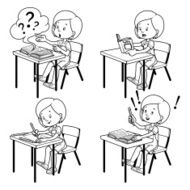 Cute schoolgirl behind a school desk N2