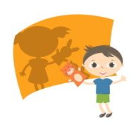 Illustration small kids with hand puppet toy Vector N10