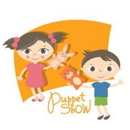 Illustration small kids with hand puppet toy Vector N11