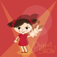 Illustration small kids with hand puppet toy Vector N13