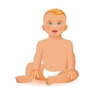 Sweet little boy sitting and smiling isolated on white backgrou N3