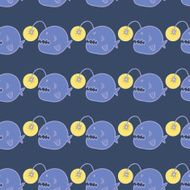 Angler fish seamless vector pattern N2