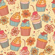 Vector background with of cake in retro style