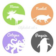 Color animals silhouettes labels in colorful circles Wild animal logotype