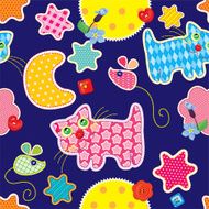 Seamless pattern - sweet dreams cat mouse stars and moon