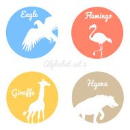 Color animals silhouettes labels in colorful circles Wild animal logotype N4