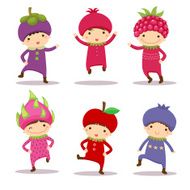 Cute kids in fruits costumes Set 2