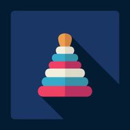 Flat modern design with shadow toy pyramid