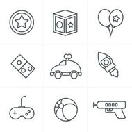 Line Icons Style toy icons mono vector symbols