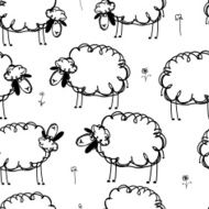 Funny sheeps on meadow seamless pattern for your design