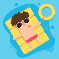The boy floating on inflatable summer vacation fun