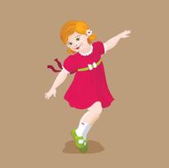 Dancing little girl vector illustration