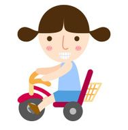 young girl riding a bike vector