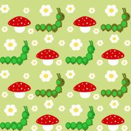 cute cartoon caterpillar in the meadow seamless pattern illustration