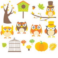 Autumn Themed Vector Owl