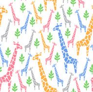 Giraffes family seamless pattern Safari animal background Pastel colors illustration
