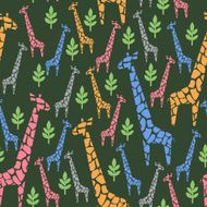 Safari animal background Giraffes family seamless pattern