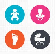 Baby infants icons Buggy and dummy symbols N14