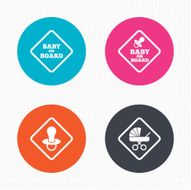 Baby on board icons Infant caution signs N23