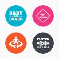 Baby on board icons Infant caution signs N24