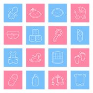Baby lines icons set
