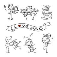hand drawing cartoon love dad