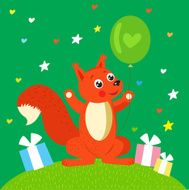 Happy Birthday card with cute squirrel N2