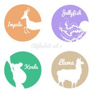 Color animals silhouettes labels in colorful circles Wild animal logotype N5