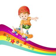 Cartoon skater boy flying through the air N2