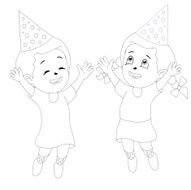 Cute cartoon party girls Drawing style
