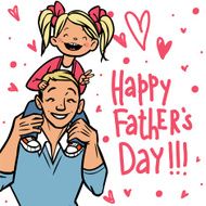 Funny cartoon fathers day card vector illustration