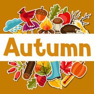Background design with autumn sticker icons and objects N2