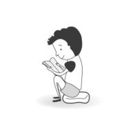Boy reading a book vector illustration