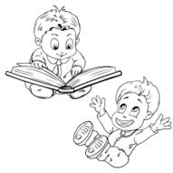 Funny cartoon children Drawing style black on white