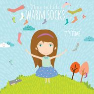 Autumn illustration with happy kids N3