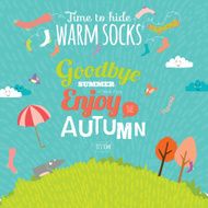Autumn illustration with happy kids N7